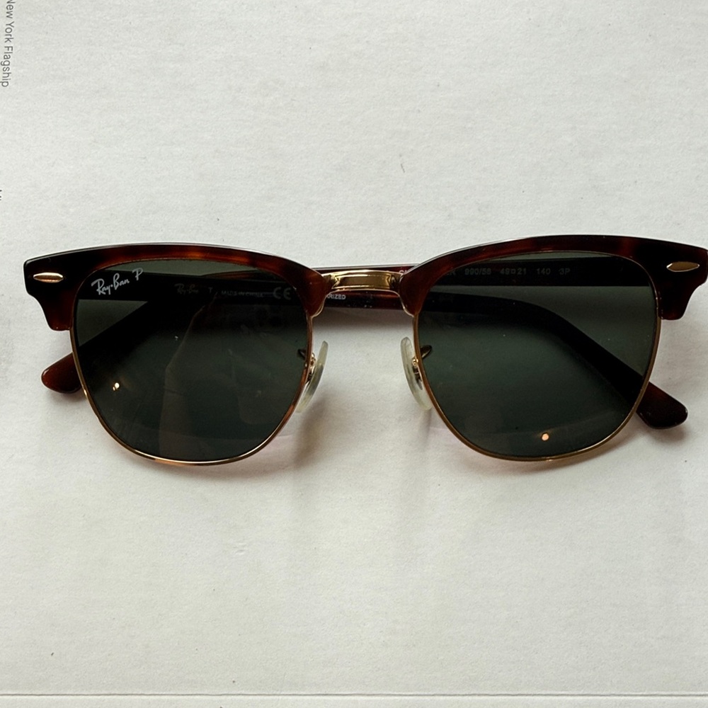Ray-Ban Tortoise and Gold Sunglasses with Dark Green Polarized Lenses